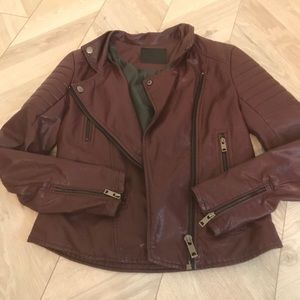 Blank NYC Maroon Leather Jacket Small Moto